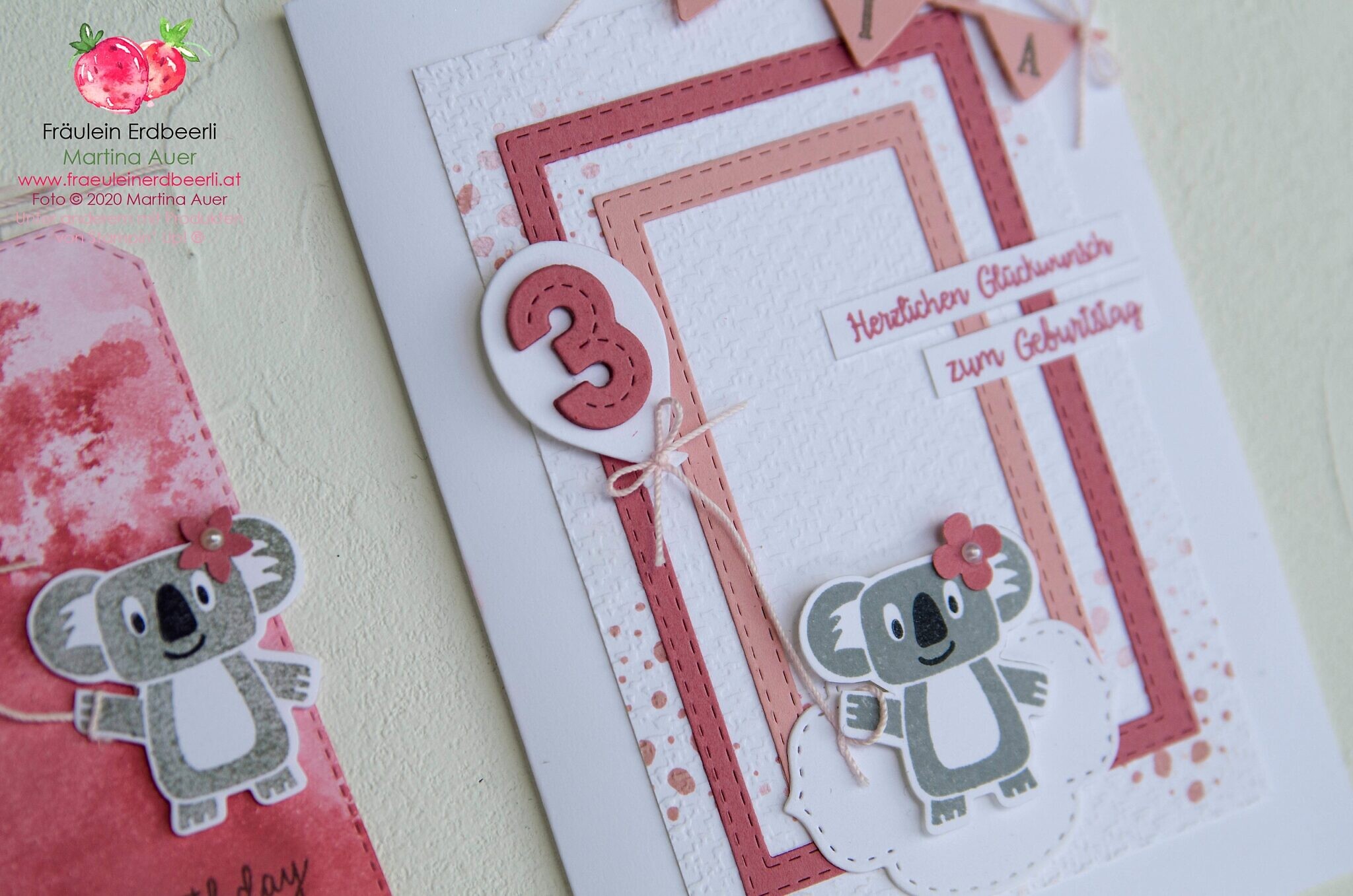 Bonanza Buddies Koala Maedchen Girl Stampin' Up! Anhaenger Tag Karte Card Geburtstag Birthday Stitched Gestickte Rechtecke