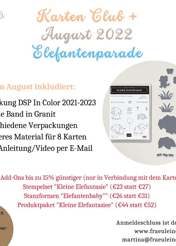 Karten Club + August 2022 Elefantenparade by Stampin‘ Up!